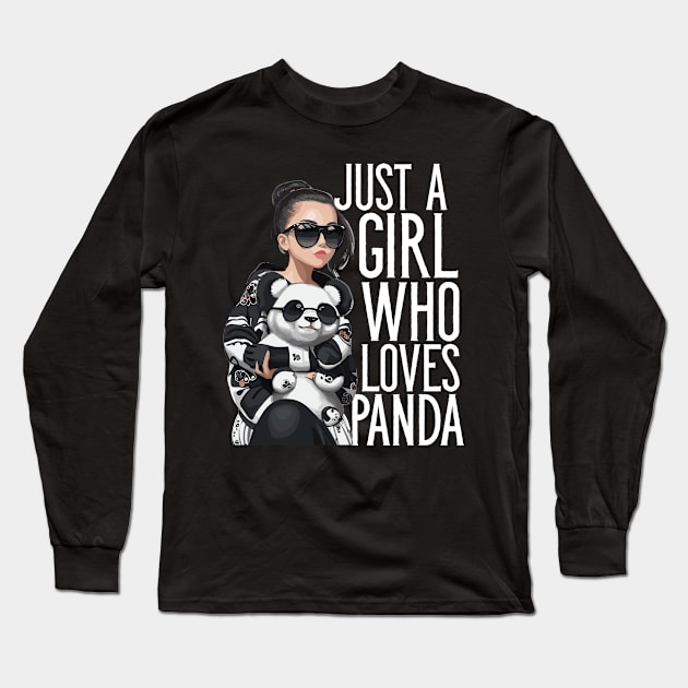 Just A Girl Who Loves Panda Long Sleeve T-Shirt by Merchweaver